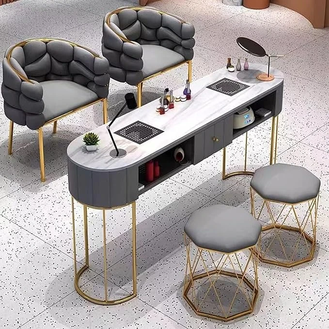 VIP Nail Manicure Table with Seats - Professional Barbershop Equipment at Beauty Republic Equipment Store